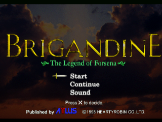 Brigandine title screen for Playstation